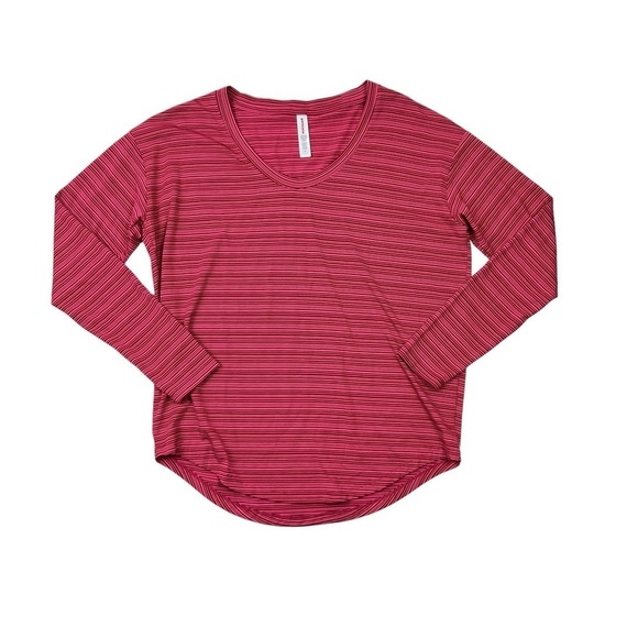 Athleta Pink Cloudlight Stratus Striped Long Sleeve T-Shirt - Picture 1 of 6